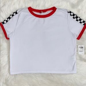 Cute racer style cropped Tee WITH TAGS